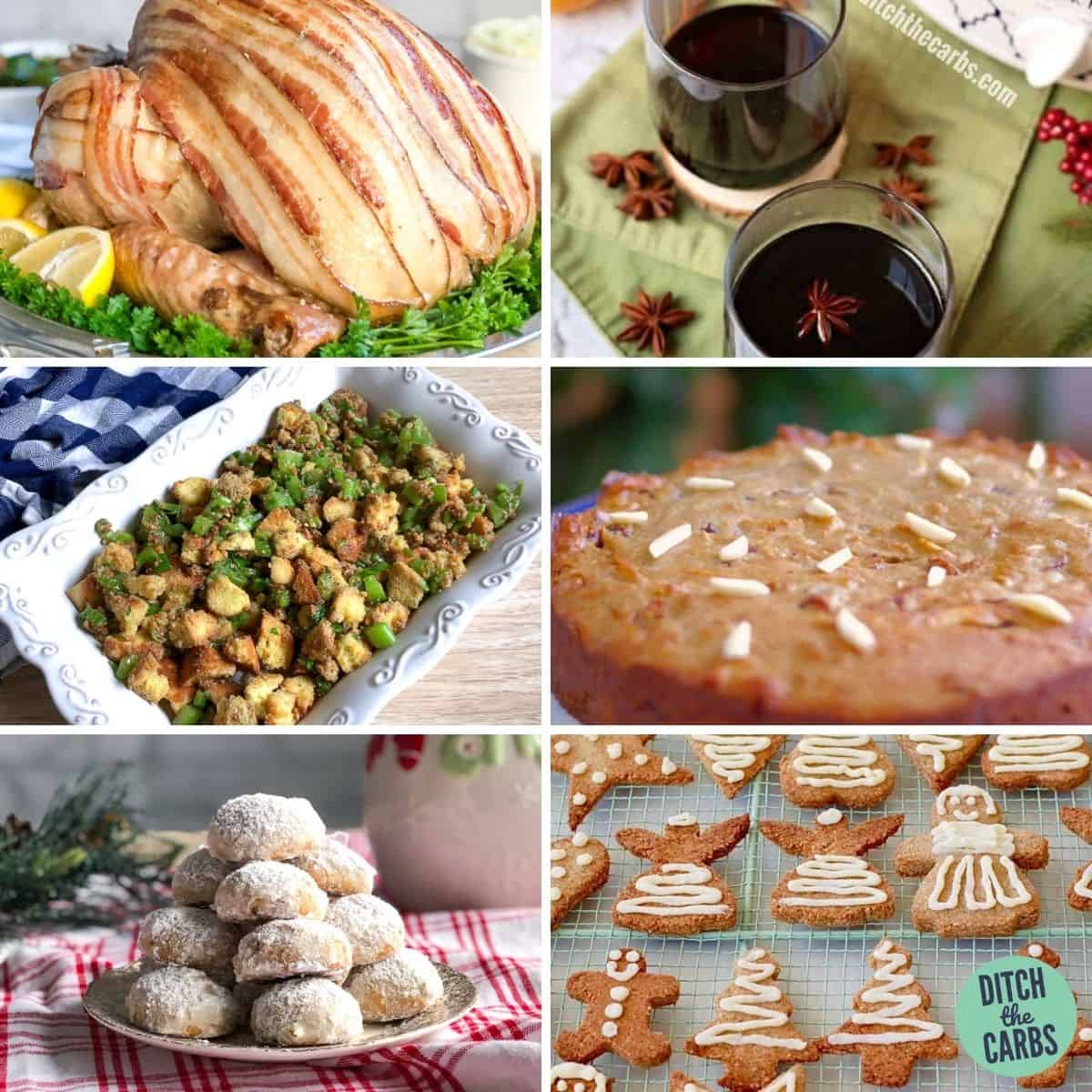 collage of keto Christmas recipes