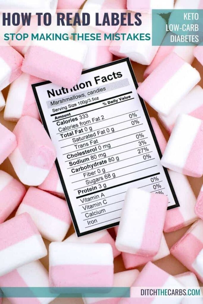 food label showing carbohydrates in marshmallows