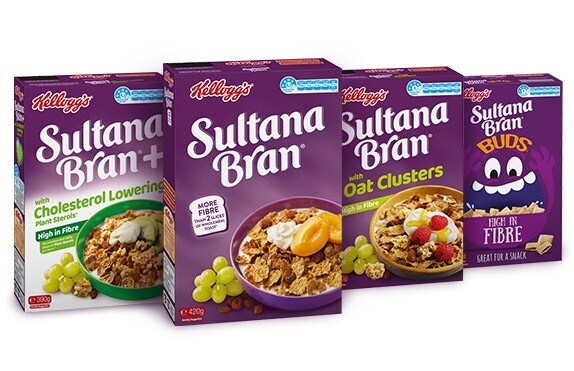 sultana bran range of cereal boxes