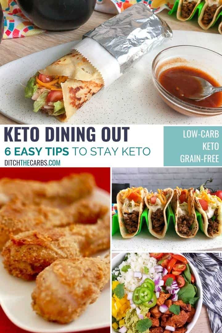 collage of the best ways to eat keto at restaurants