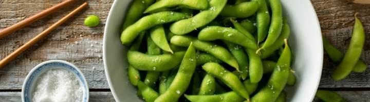 banner showing edamame beans in a bowl