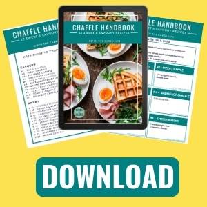 mockup of an ebook with 23 chaffle recipes