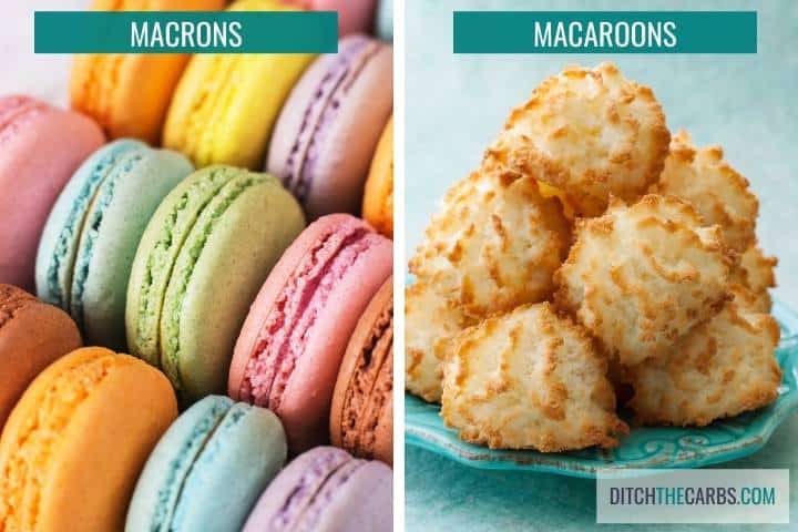 2 images showing macrons and macaroons