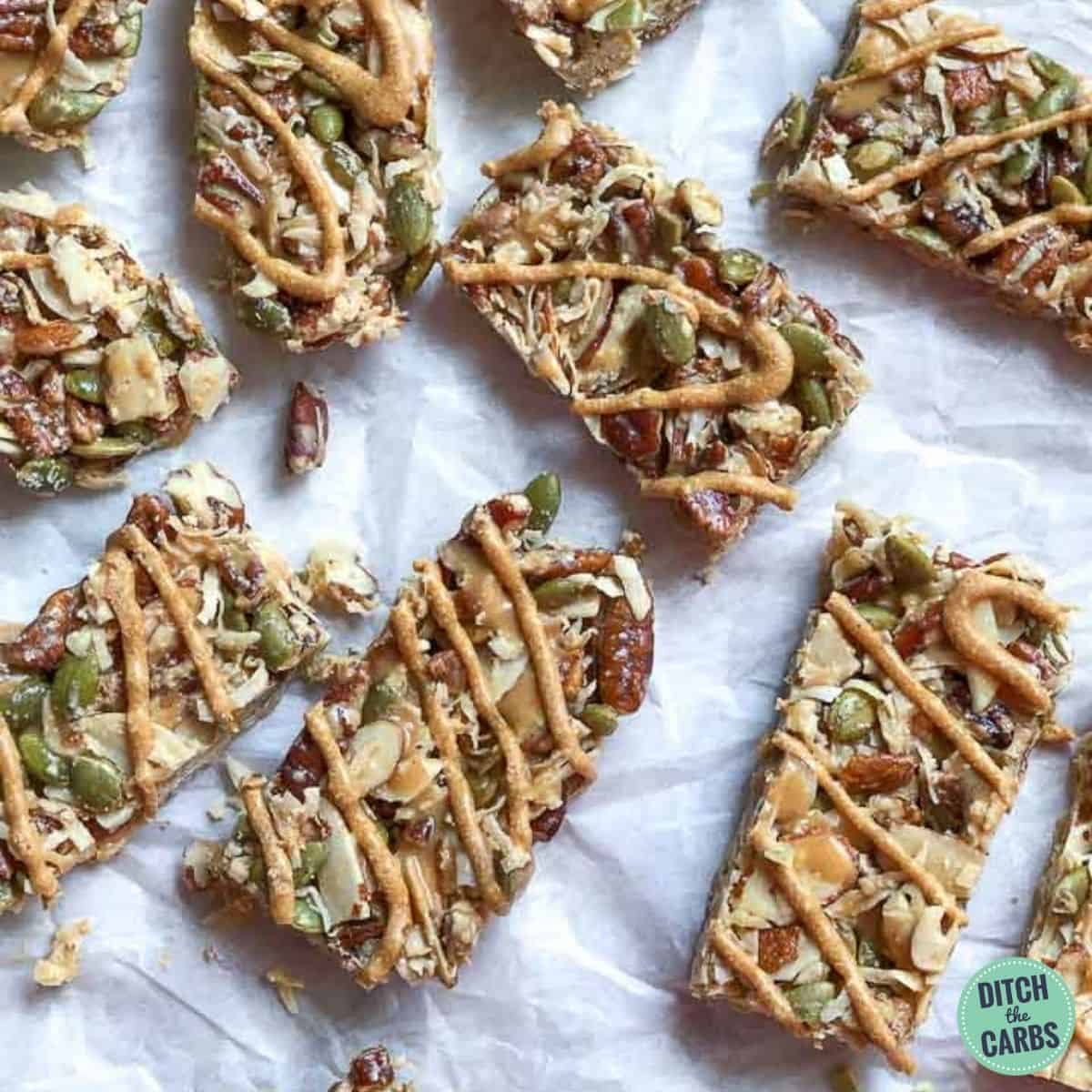 The best no-bake chewy keto peanut butter granola bars.