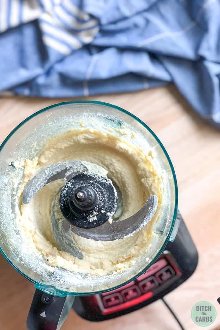 Keto snickerdoodle cookie dough made in a blender.