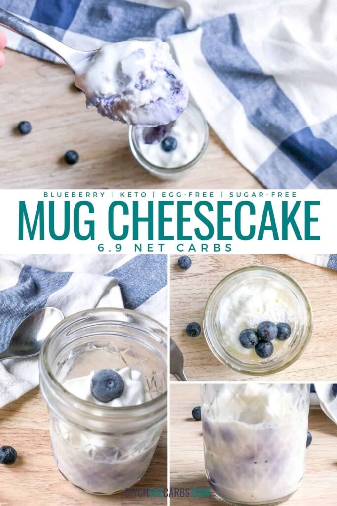 Blueberry Keto Mug Cheesecake Collage