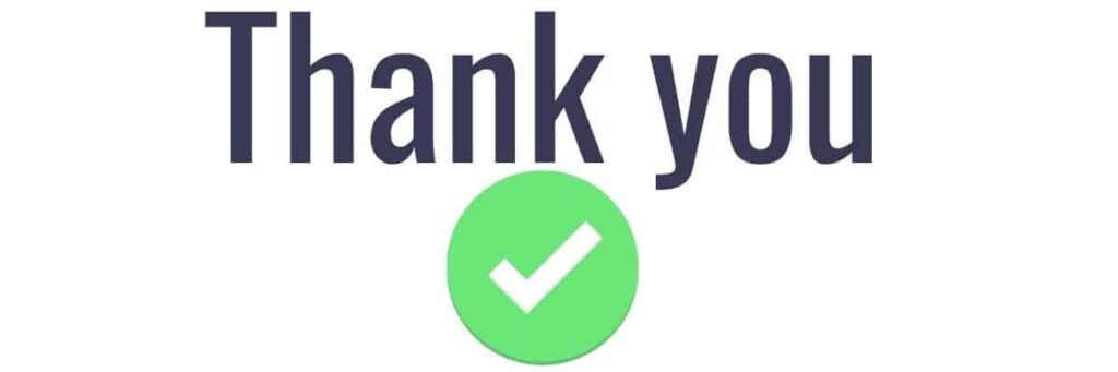 thank you with a green tick
