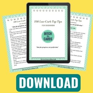 mockup of the free 100 low-carb for beginners top tip ebook