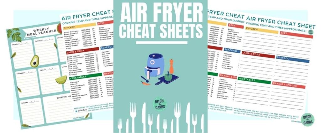 mockups of free air fryer cooking charts