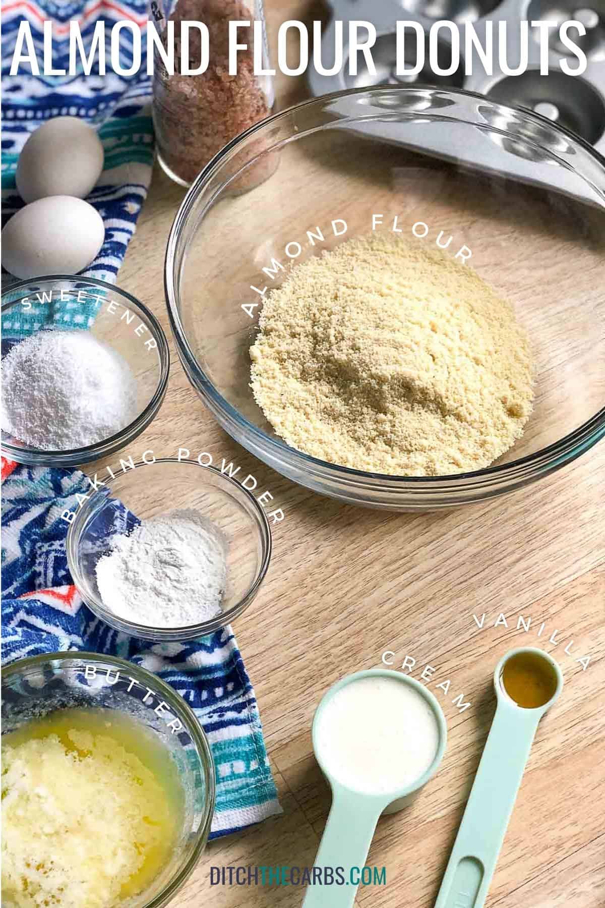 ingredients for low carb donuts with almond flour
