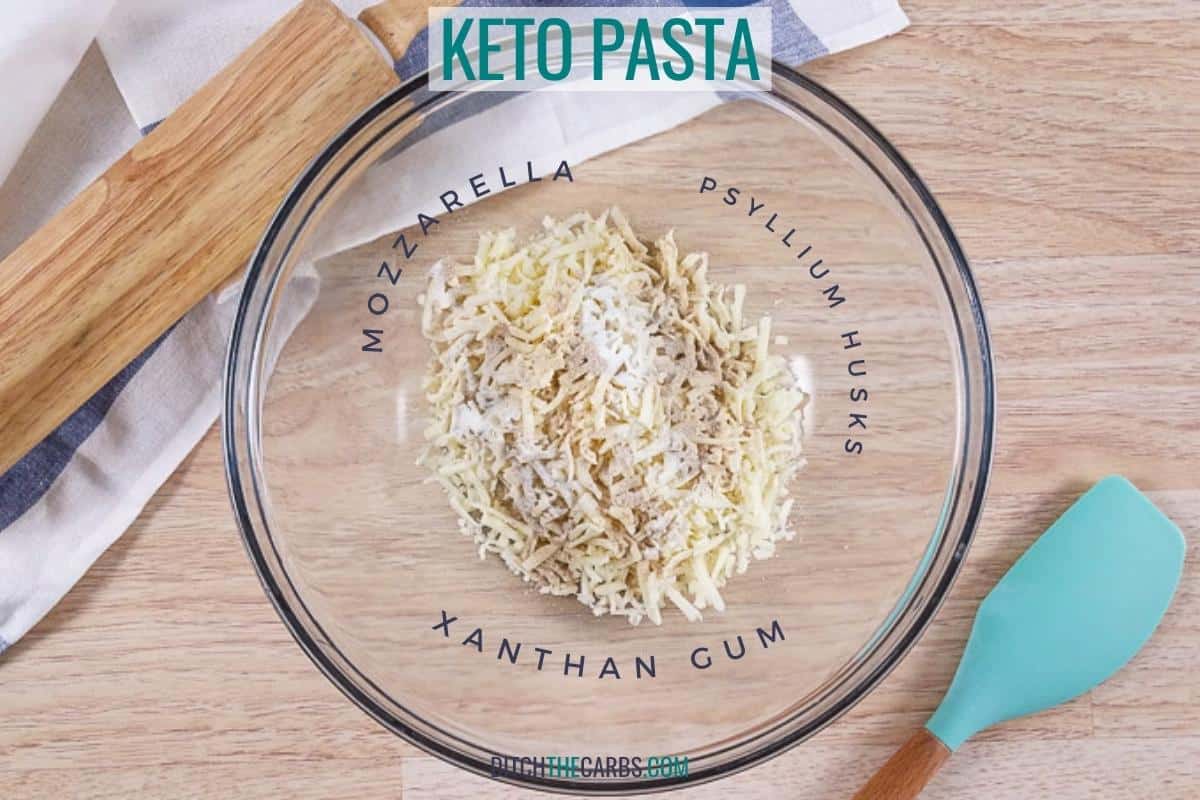 labelled ingredients needed for keto pasta