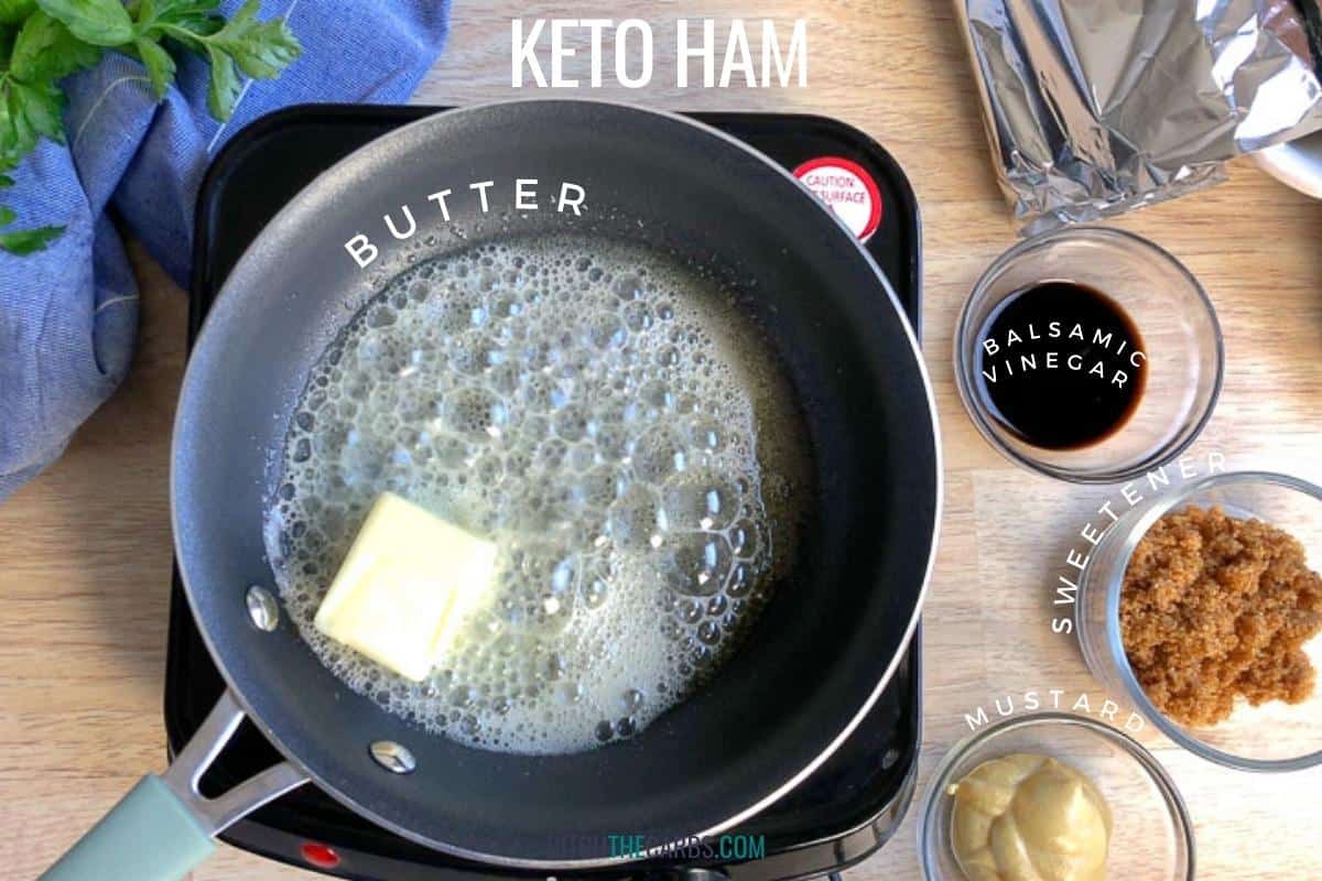 labelled ingredients to make a keto glazed ham