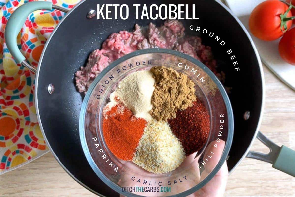 labelled ingredients needed for copycat keto taco bell