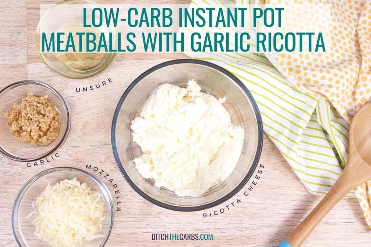 ingredients needed for the garlic ricotta sauce on a table
