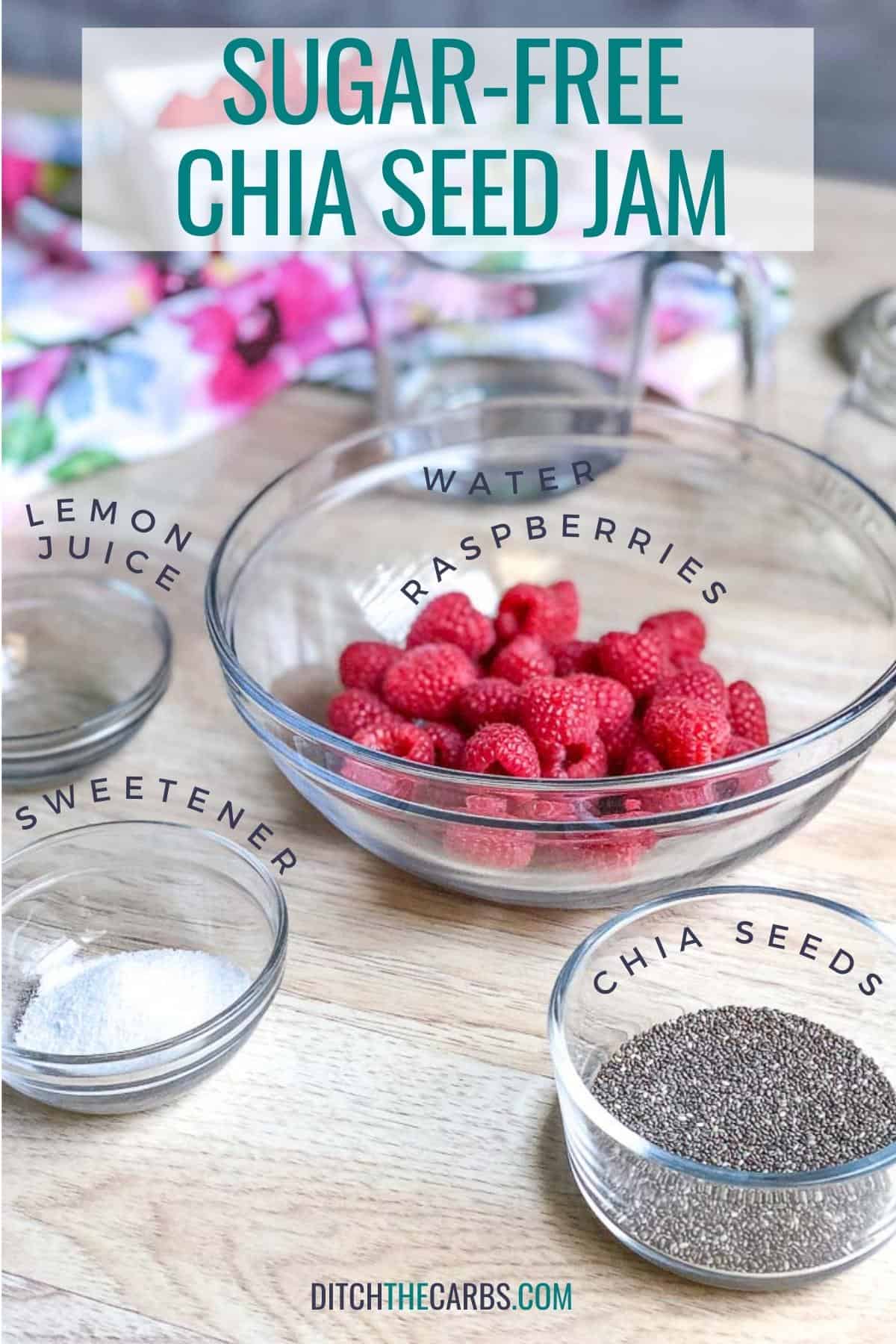 ingredients for keto sugar-free berry chia jam