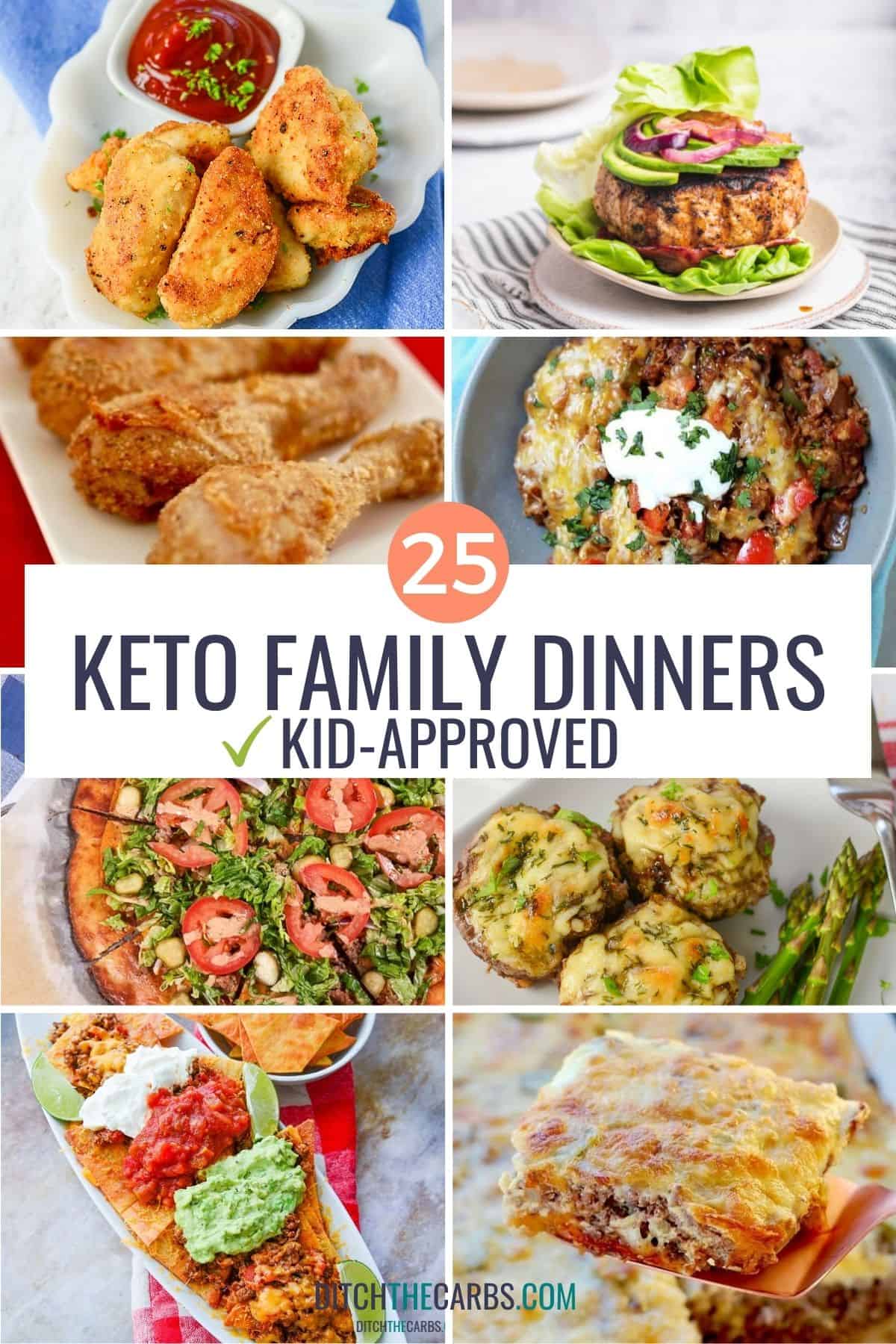collage of the EASY keto family meals