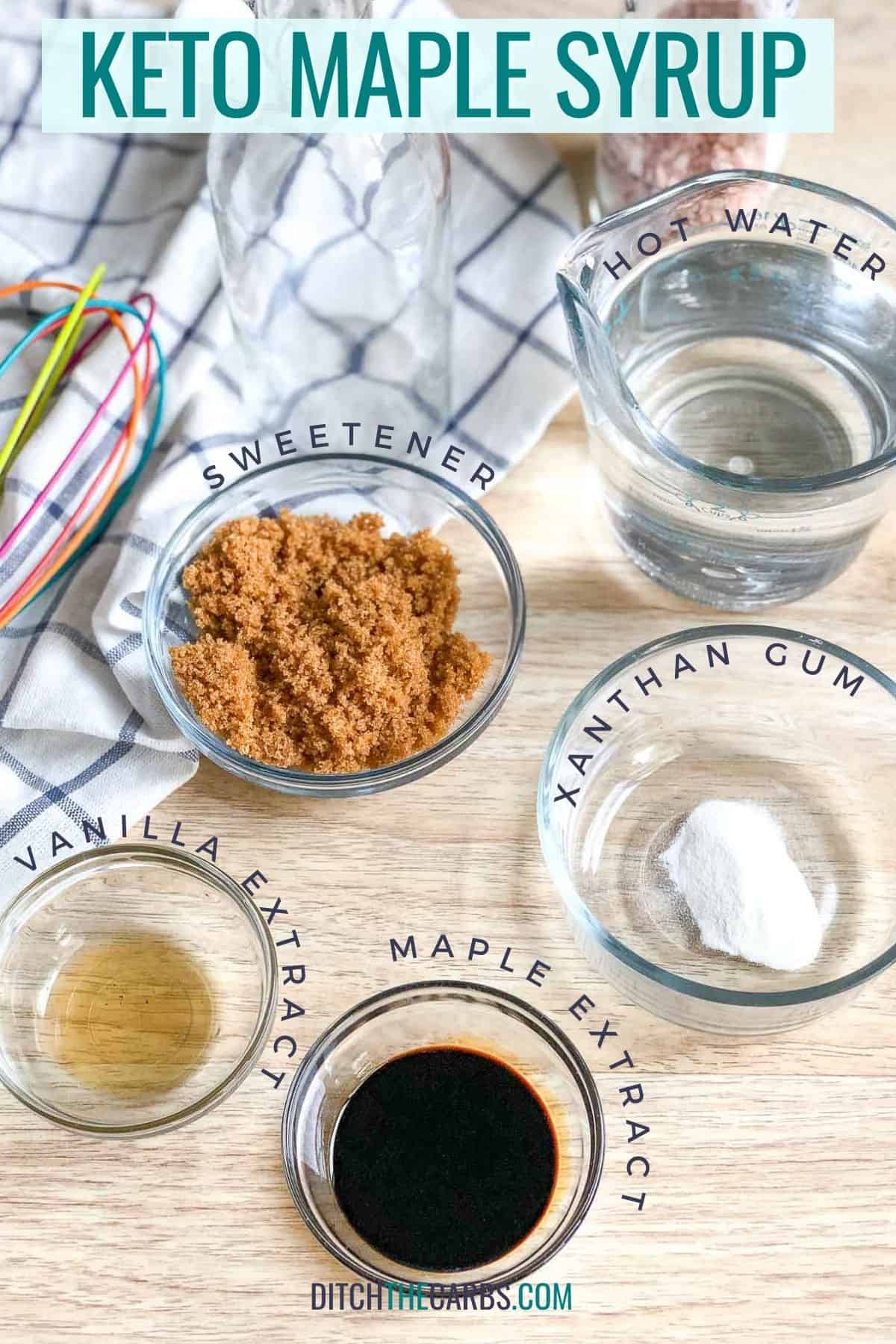 ingredients to make the easy keto syrup