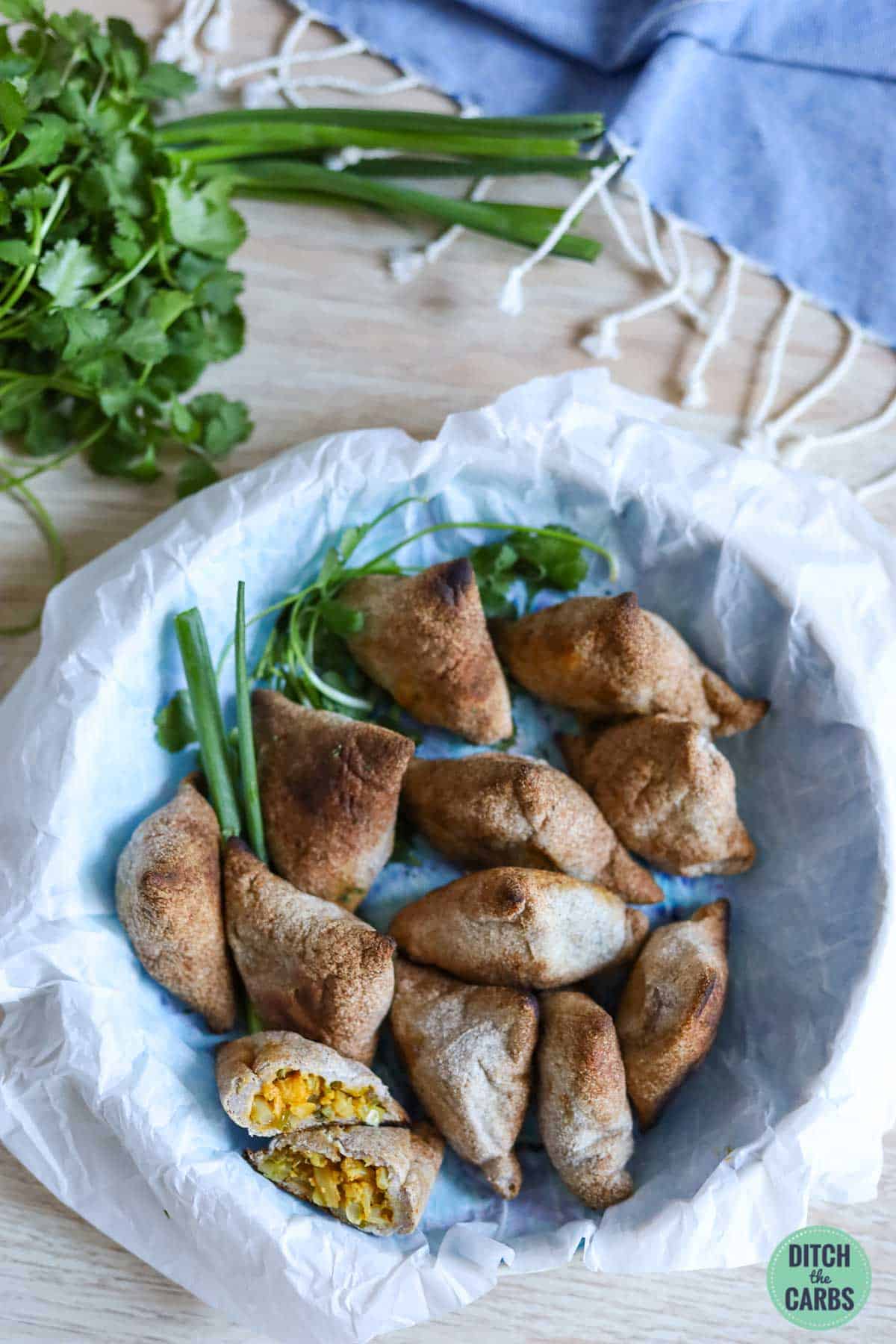 cooked air fryer samosas