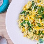 Easy 2-Minute Scrambled Eggs on a white plate