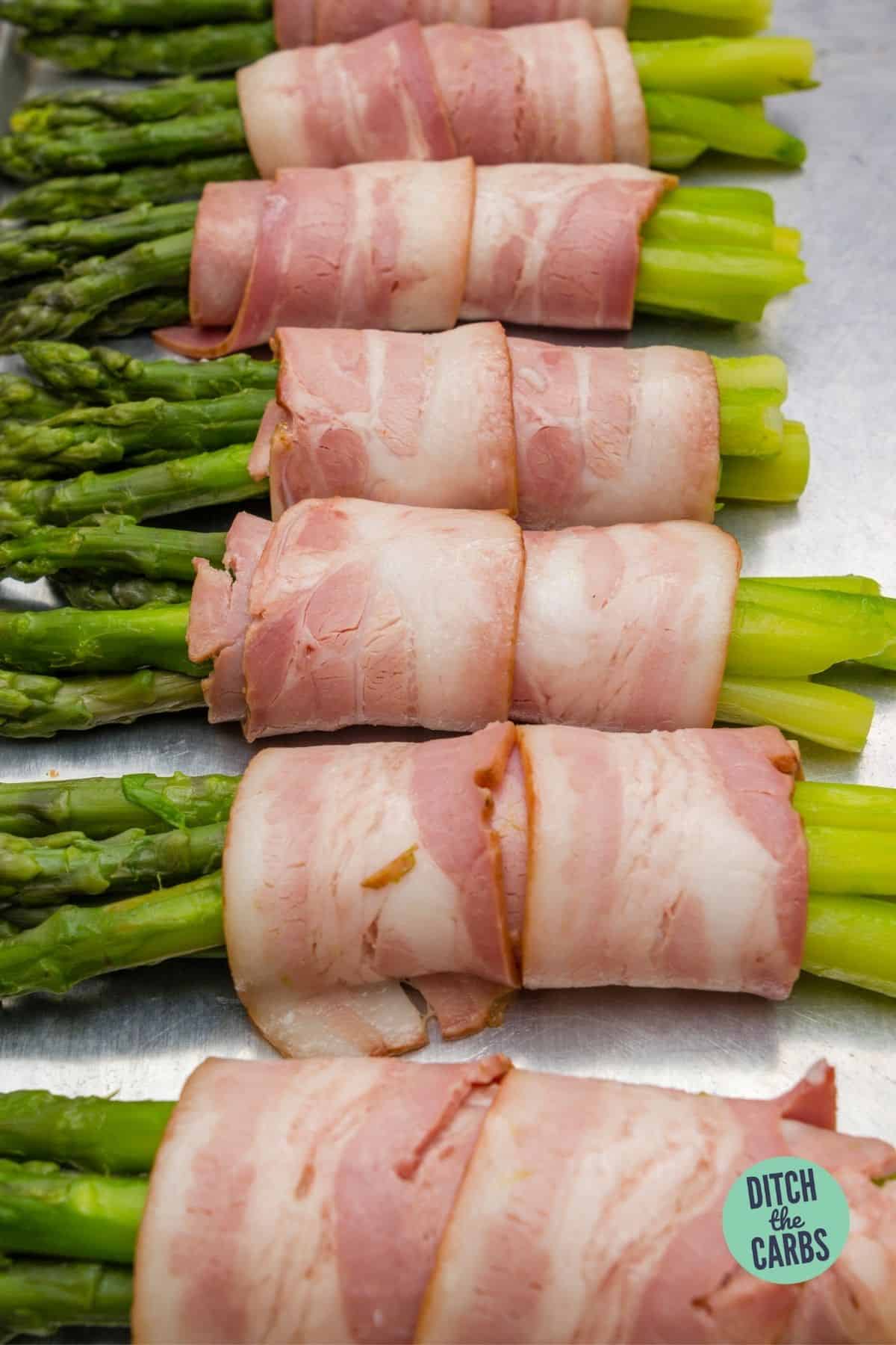 bacon wrapped asparagus ready to cook