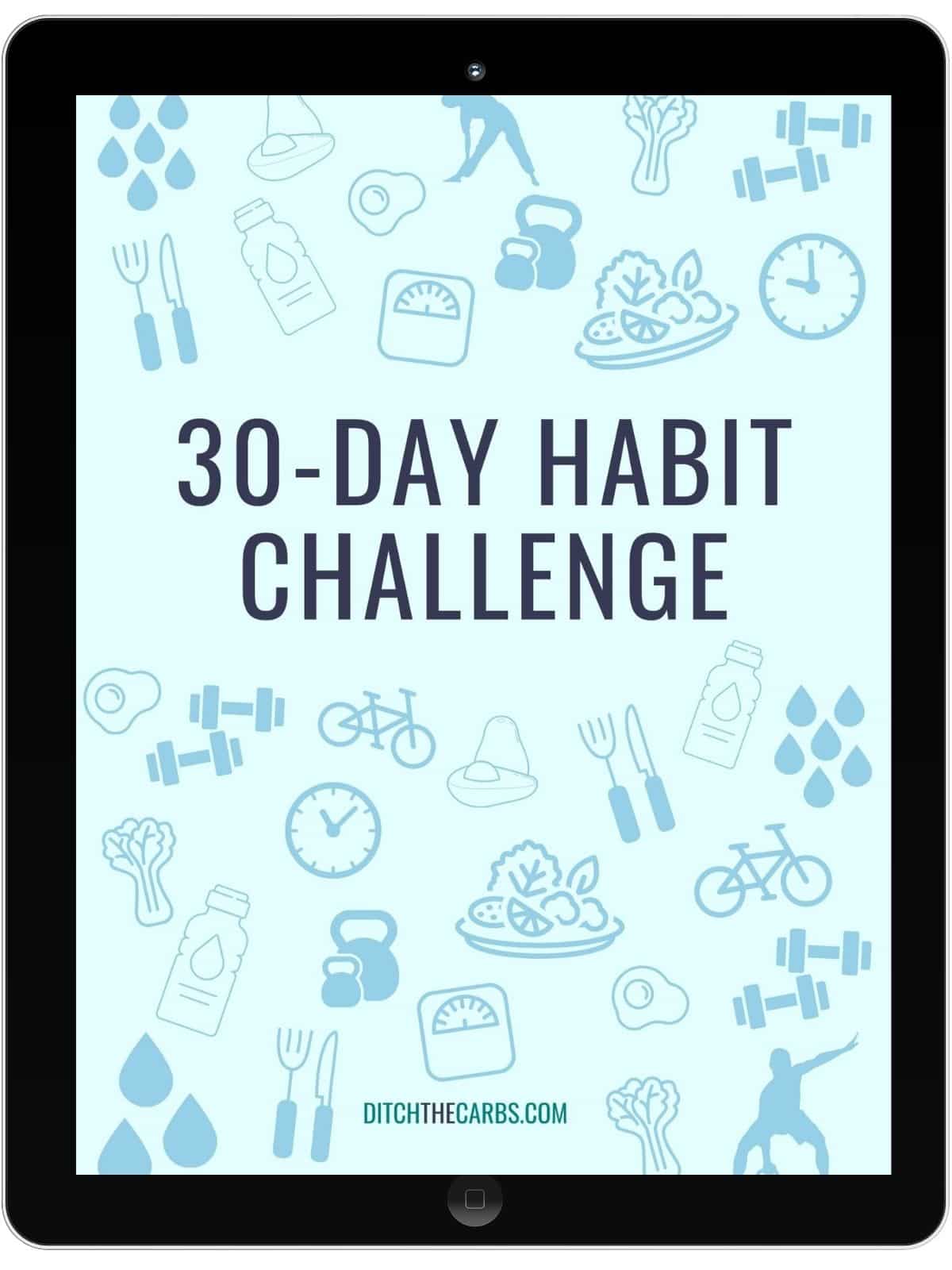 mockups of a printable 30-day habit tracker