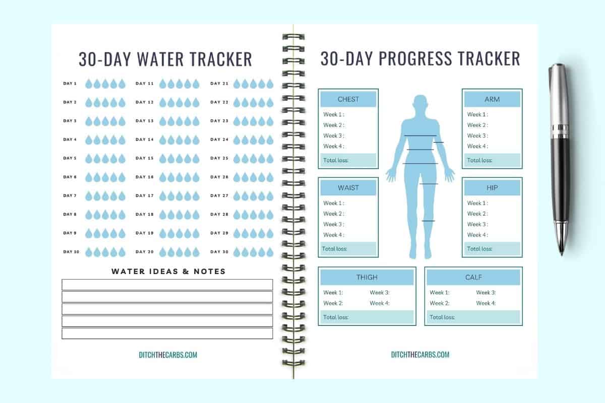 mockups of a printable 30-day habit tracker