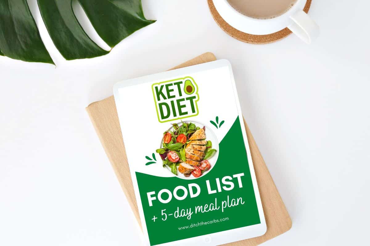 mockup of the keto diet food list on a table
