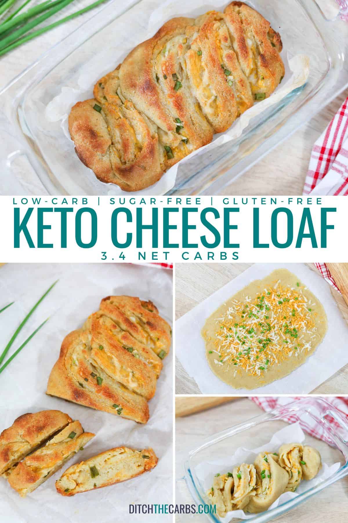 collage of how to make keto almond flour bread with cheese