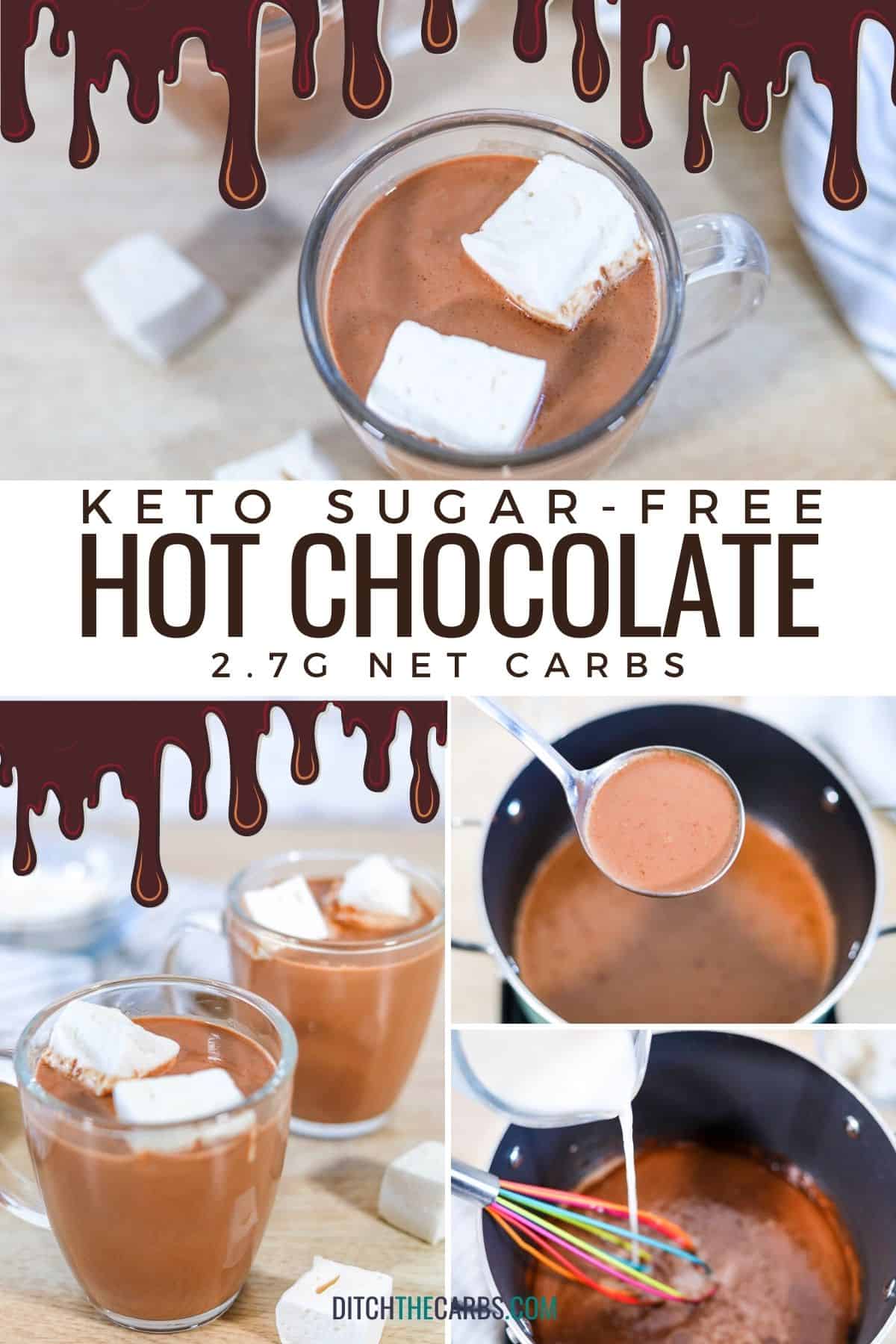 collage of how to make keto hot chocolate