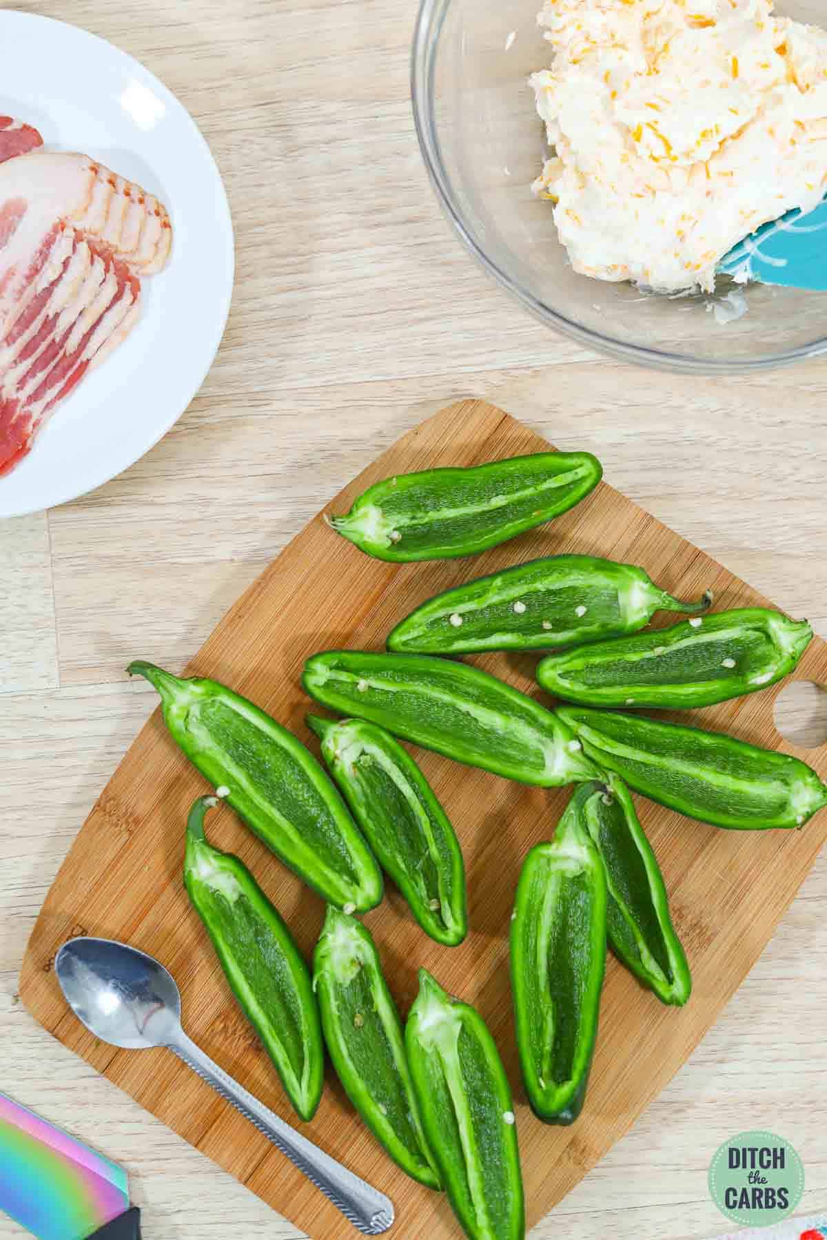 how to slice and de-seed jalapenos