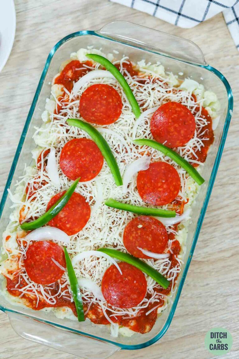 The Best Keto Pizza Casserole (made with cauliflower)
