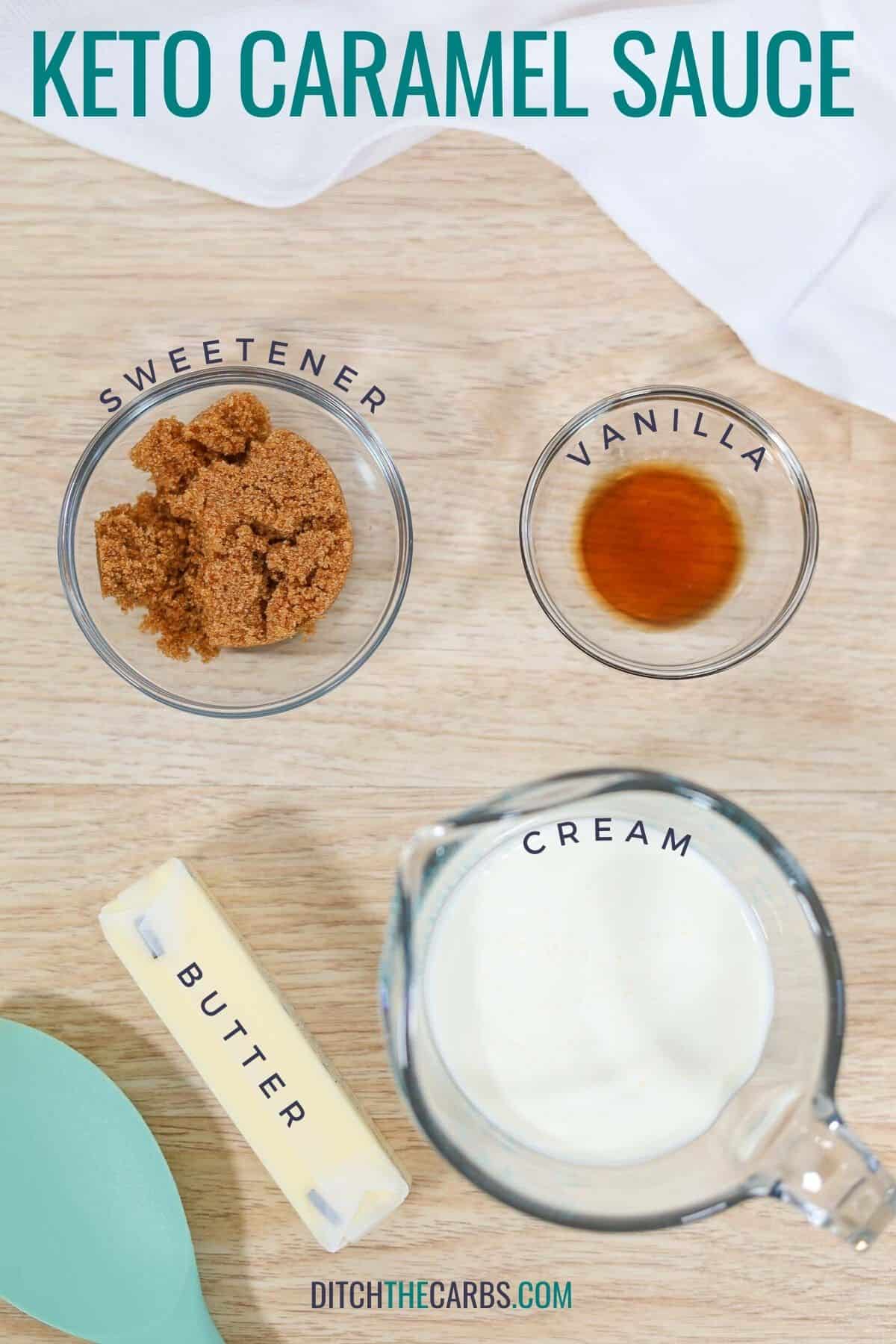 ingredients to make keto caramel syrup