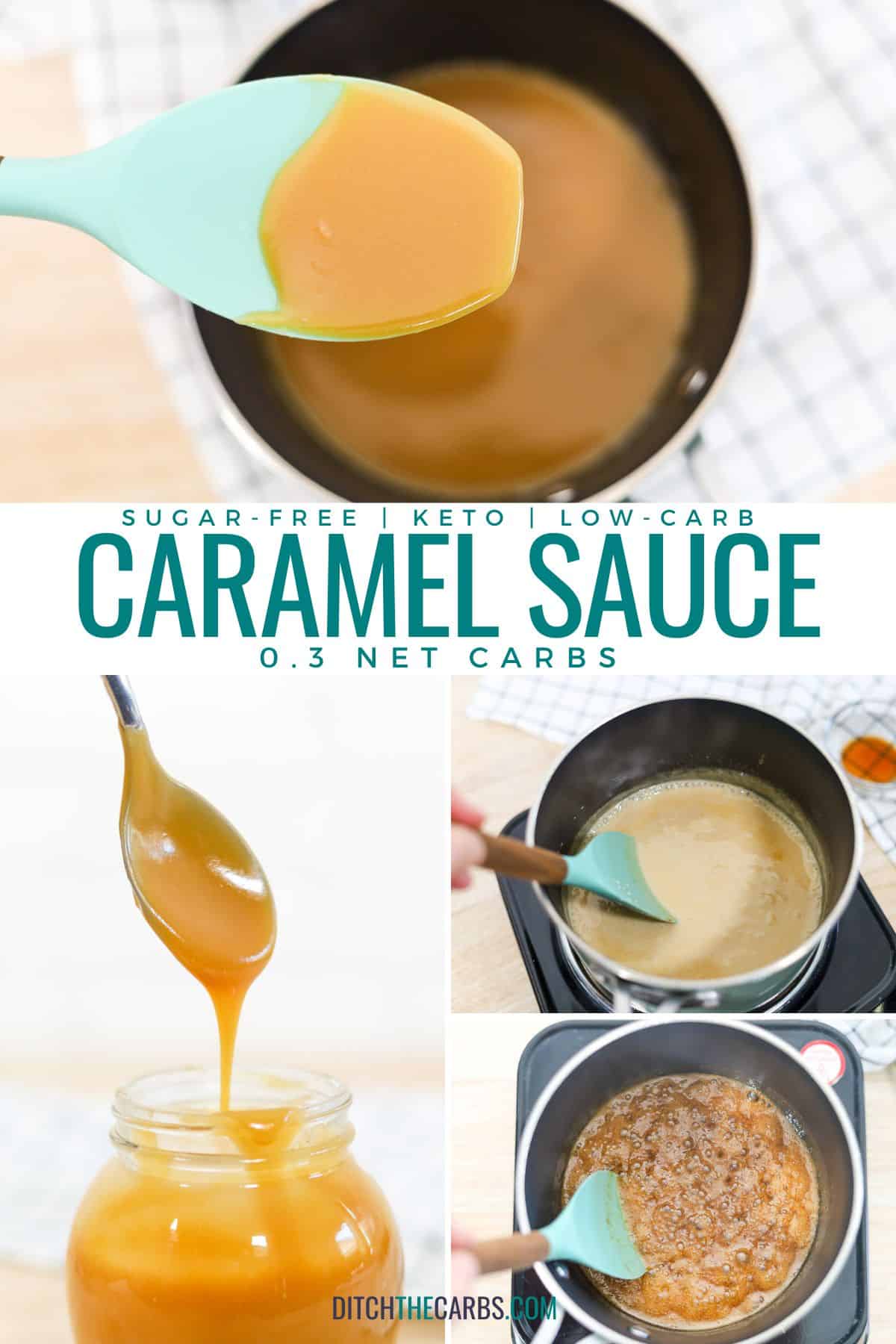 sugar free keto low carb caramel sauce pinterest collage image