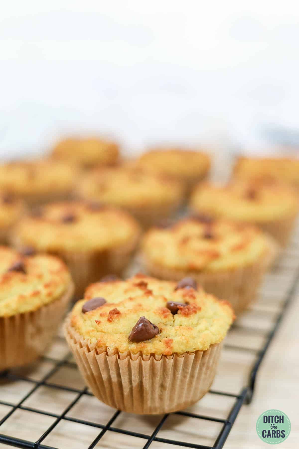 low carb muffins cooling on a rack