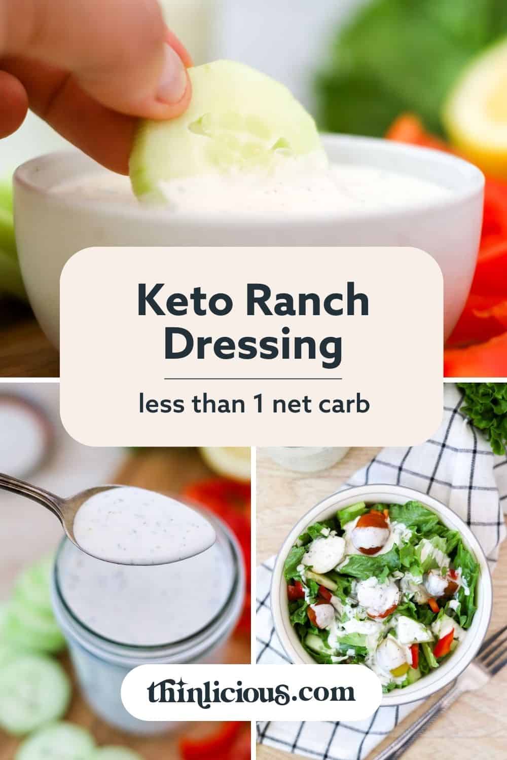 A collage showing keto ranch dressing being made at various stages.